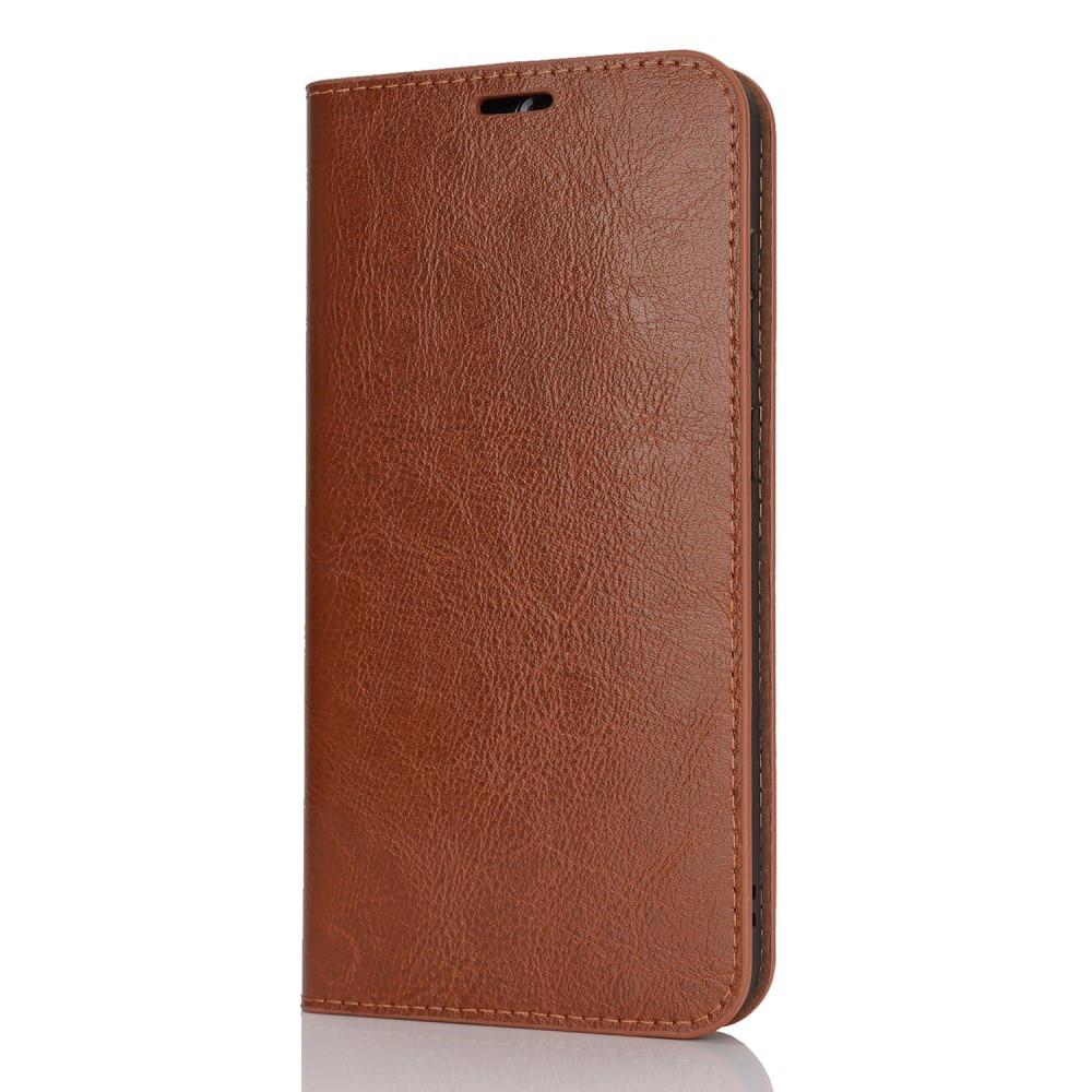 Coque portefeuille en cuir Veritable Samsung Galaxy S25 Plus, Marron