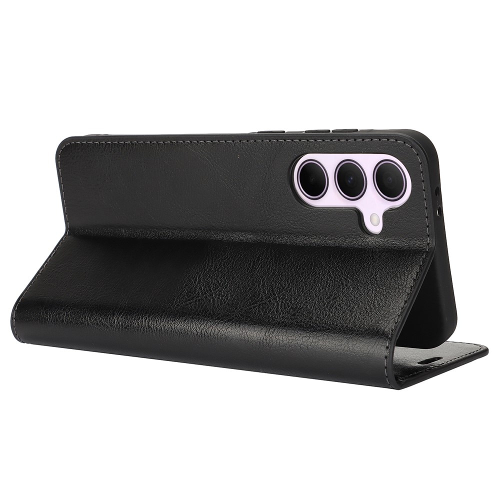 Coque portefeuille en cuir Veritable Samsung Galaxy A36, Noir