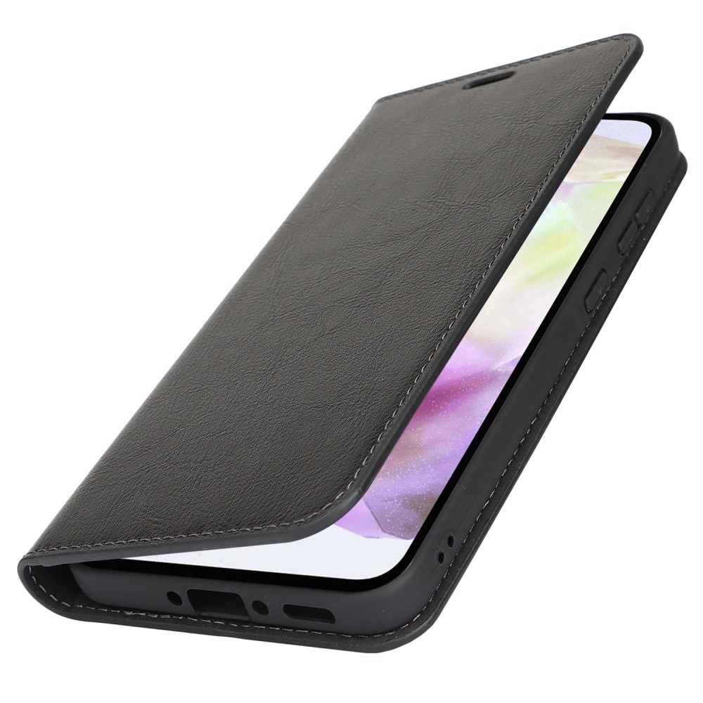 Coque portefeuille en cuir Veritable Samsung Galaxy A36, Noir