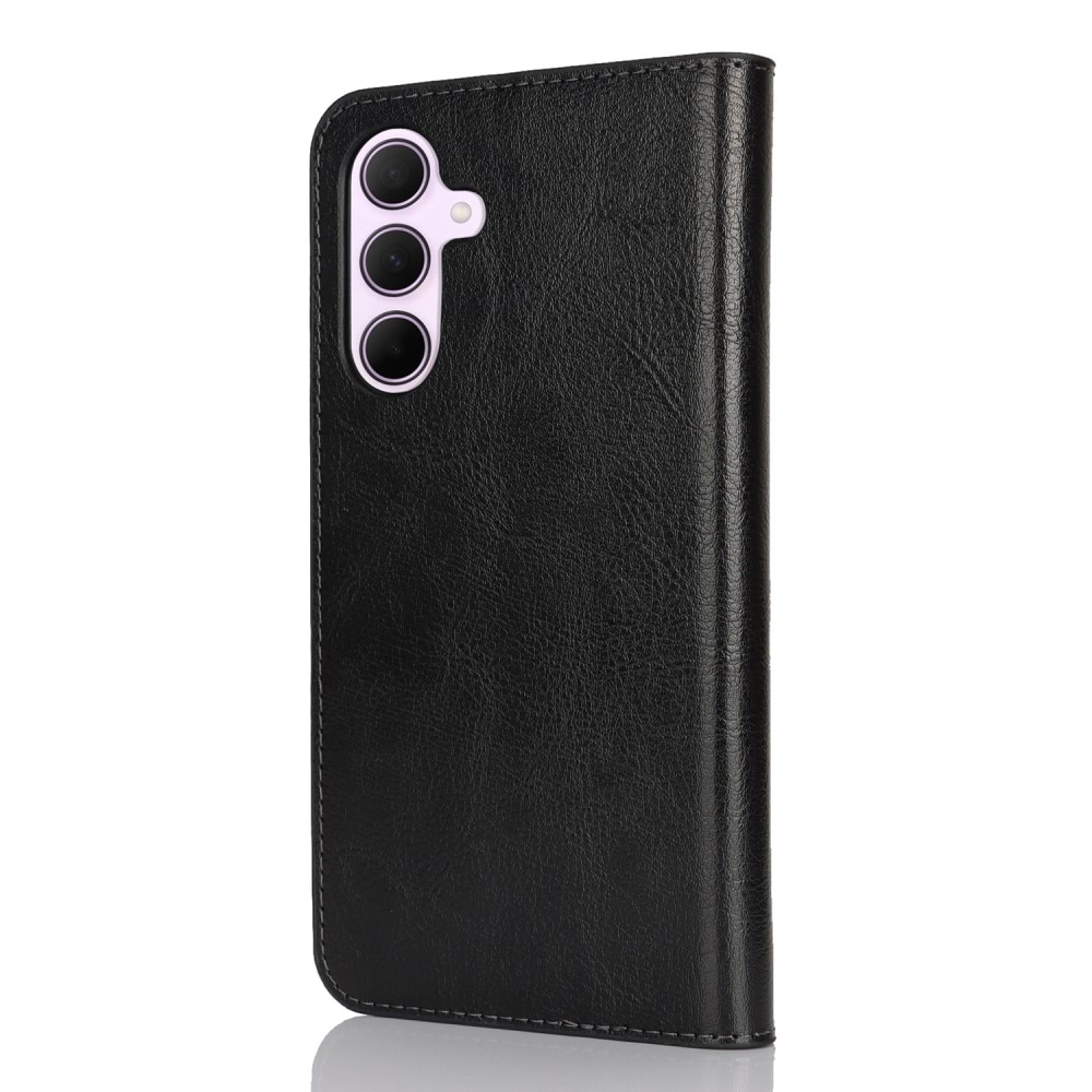 Coque portefeuille en cuir Veritable Samsung Galaxy A36, Noir