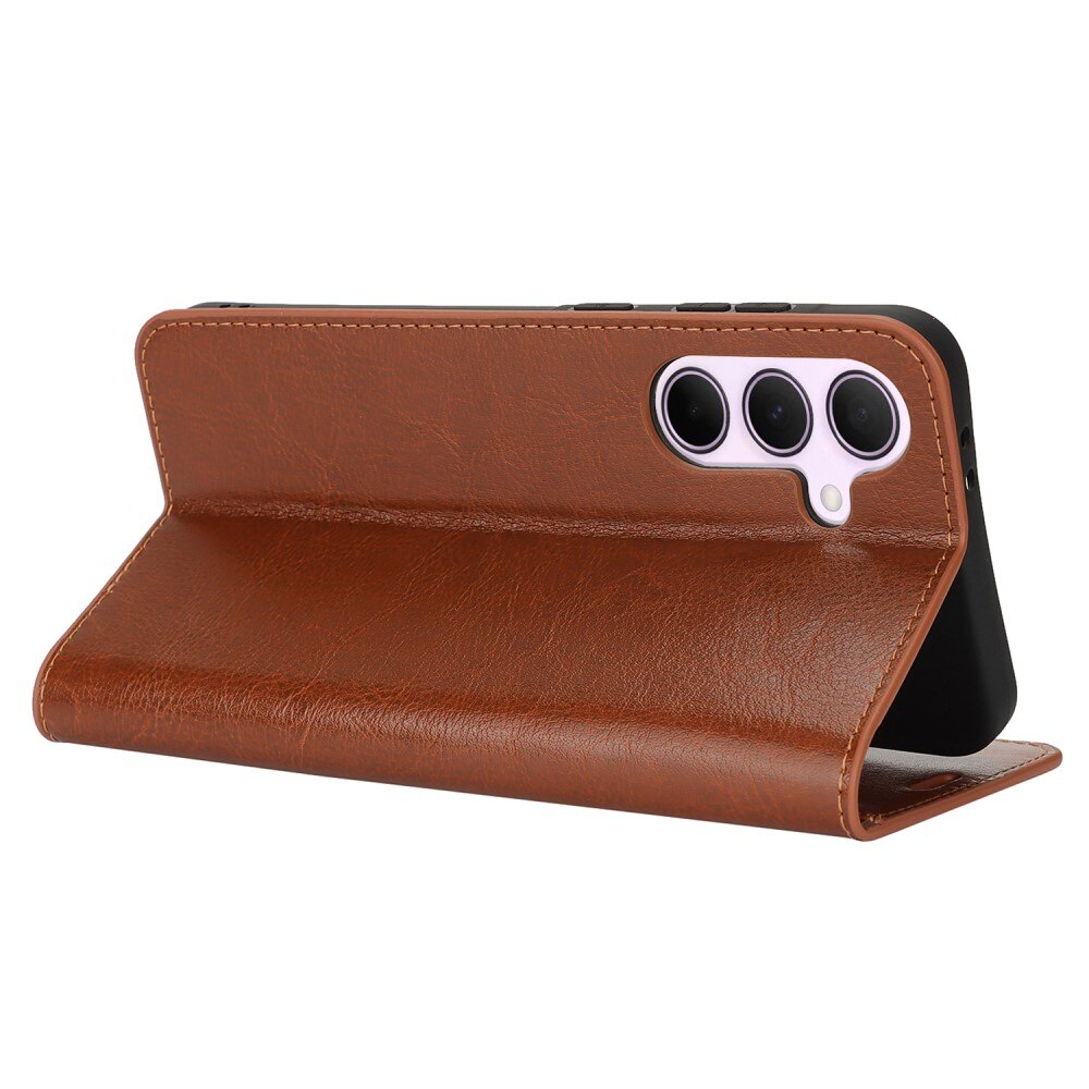 Coque portefeuille en cuir Veritable Samsung Galaxy A56, Marron