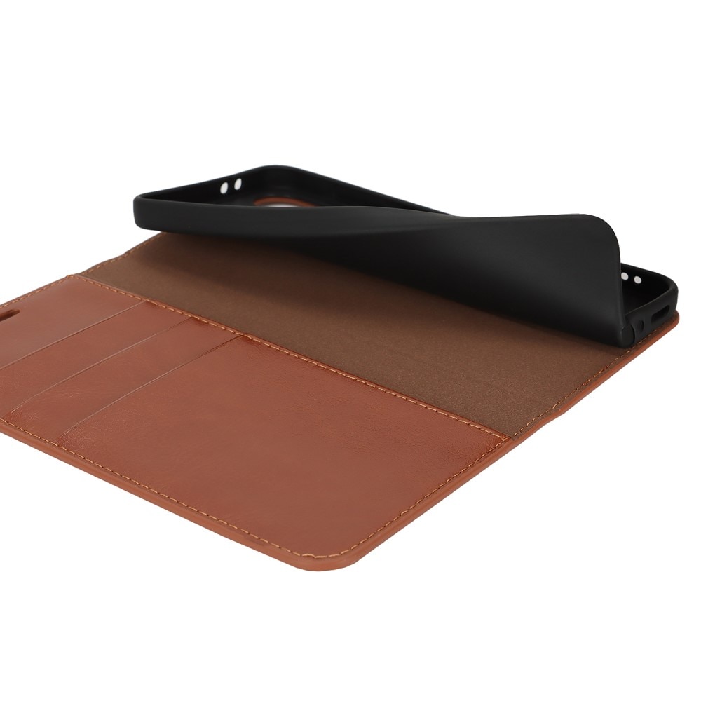 Coque portefeuille en cuir Veritable Samsung Galaxy A56, Marron