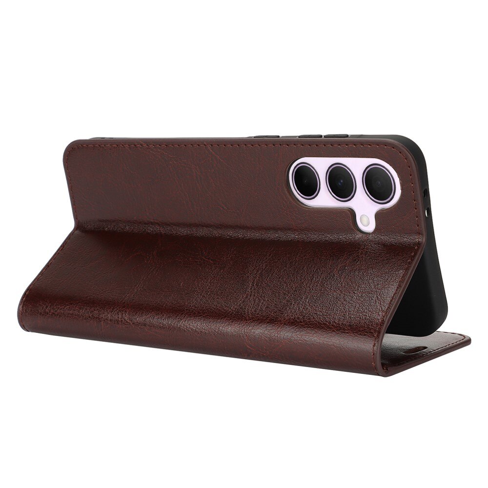 Coque portefeuille en cuir Veritable Samsung Galaxy A36, Marron foncé