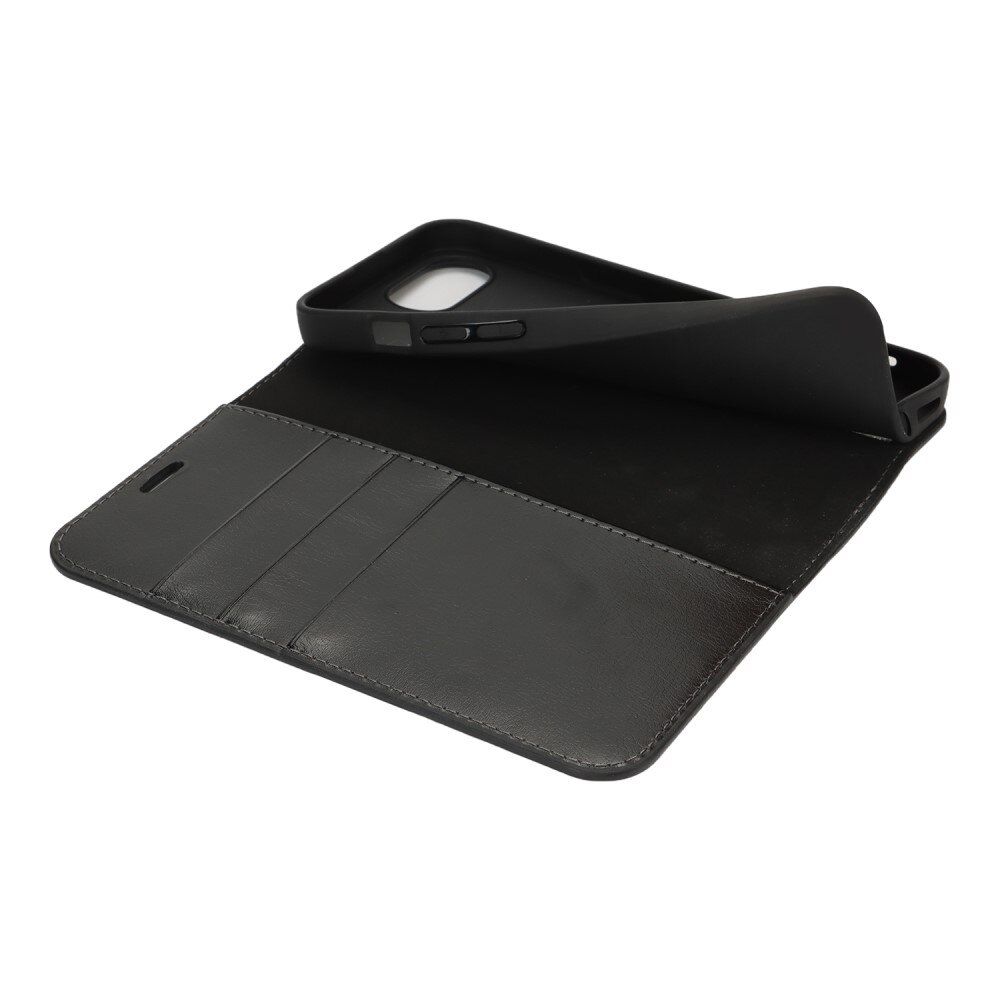 Coque portefeuille en cuir Veritable iPhone 16e, Noir