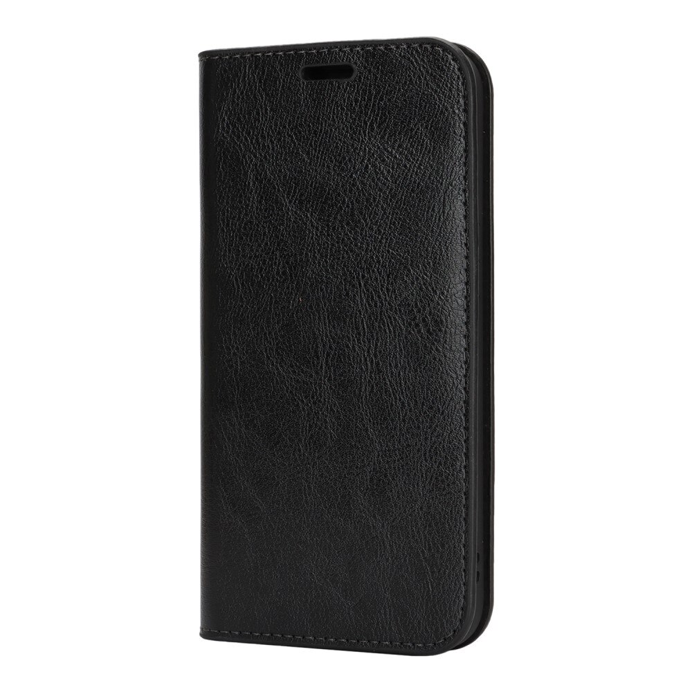 Coque portefeuille en cuir Veritable iPhone 16e, Noir