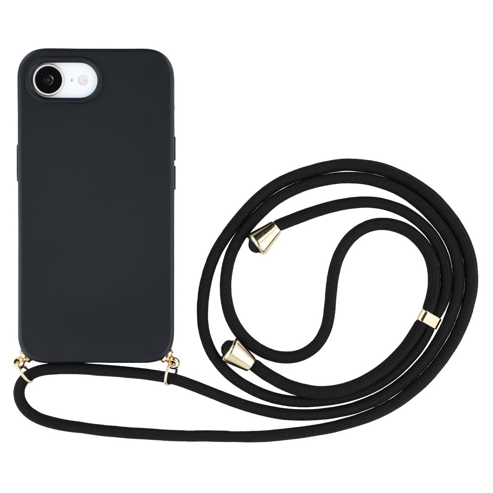 Coque cordon iPhone 16e, noir