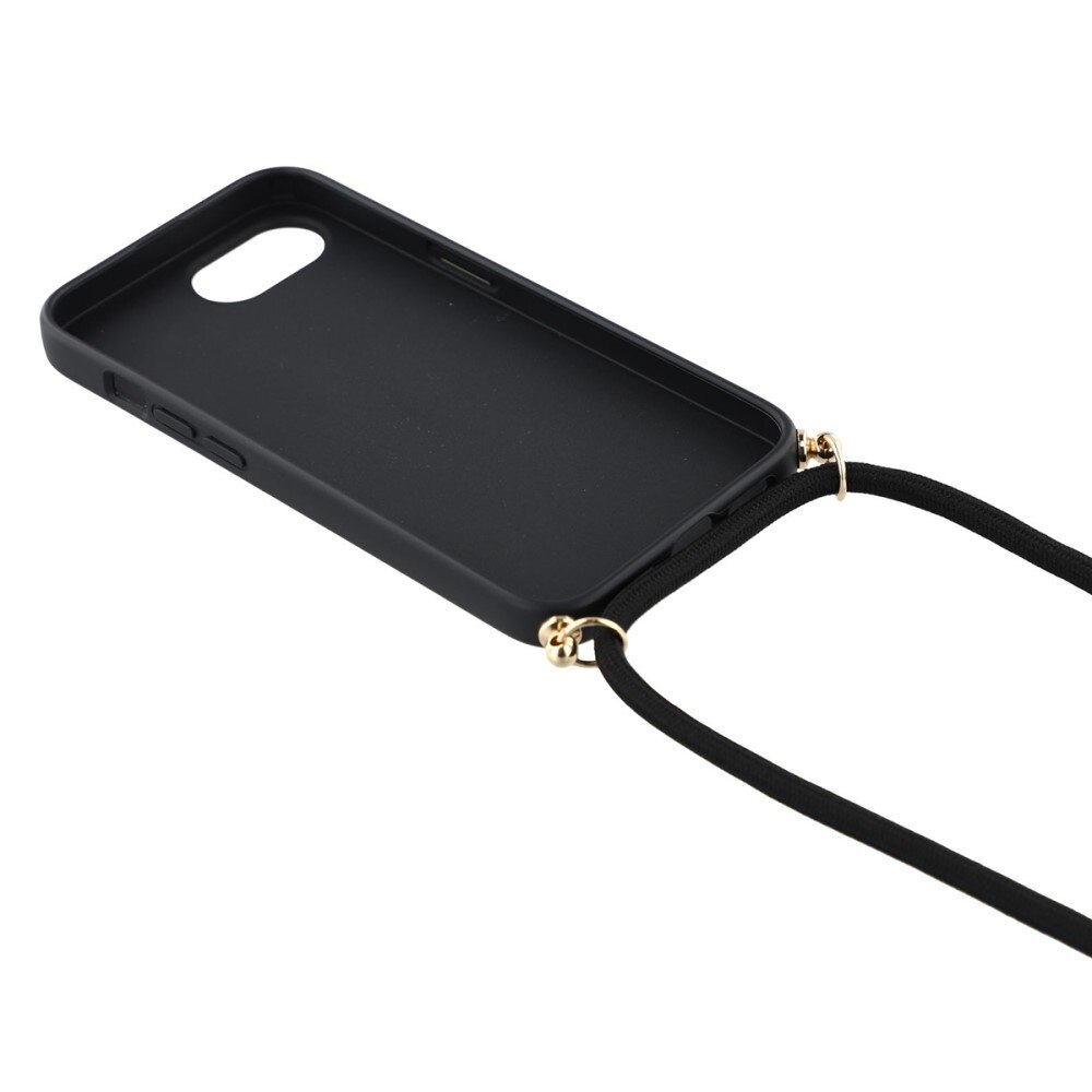 Coque cordon iPhone 16e, noir