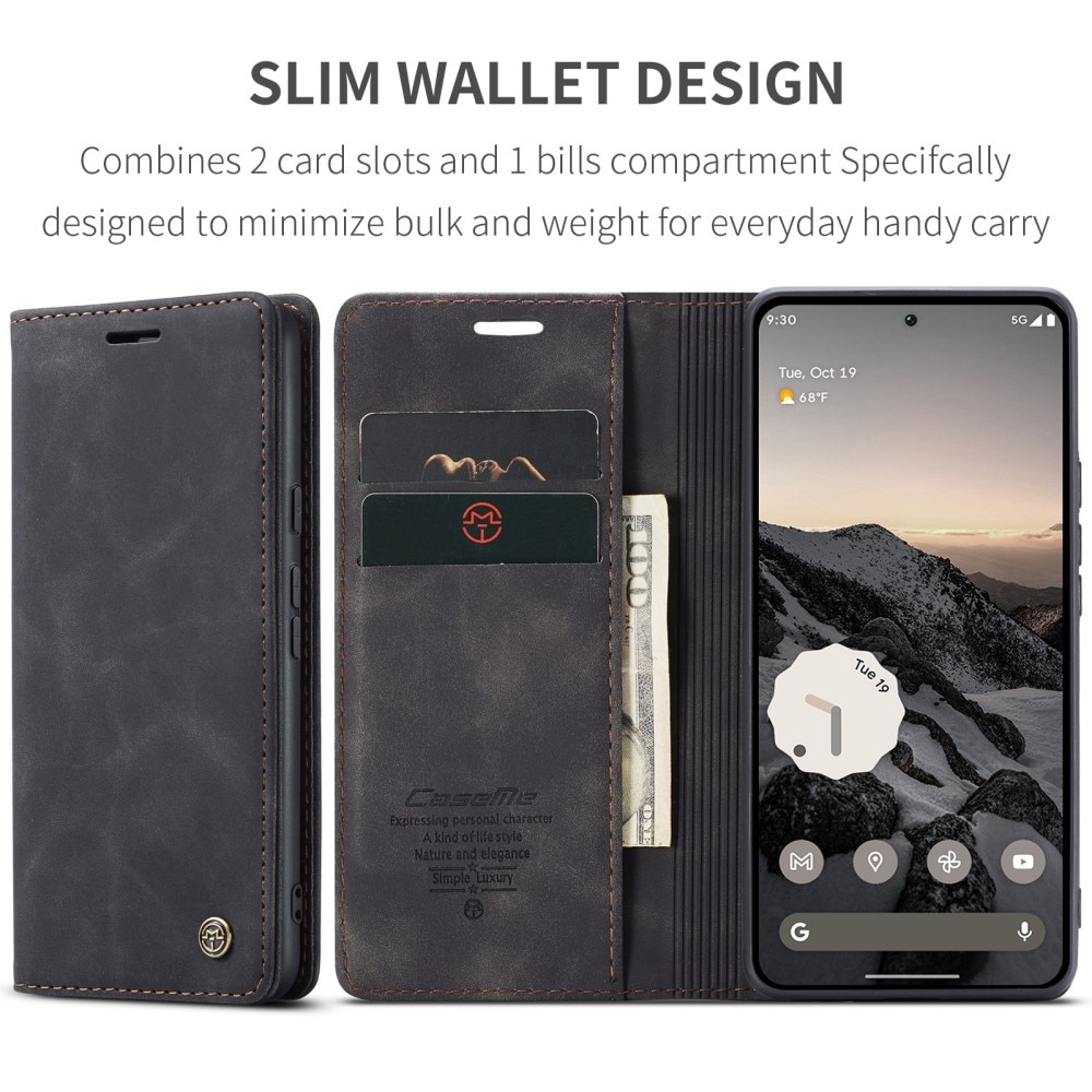 Étui portefeuille mince Google Pixel 9a, Noir