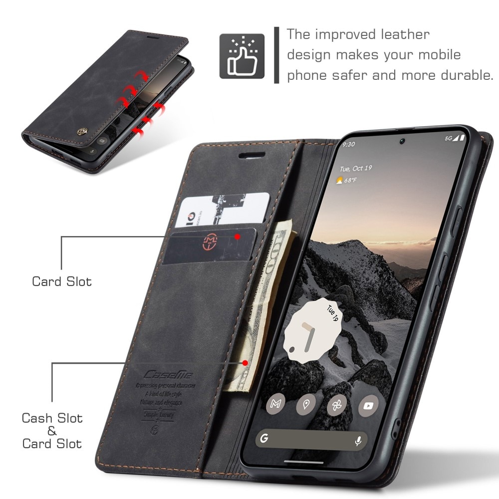 Étui portefeuille mince Google Pixel 9a, Noir