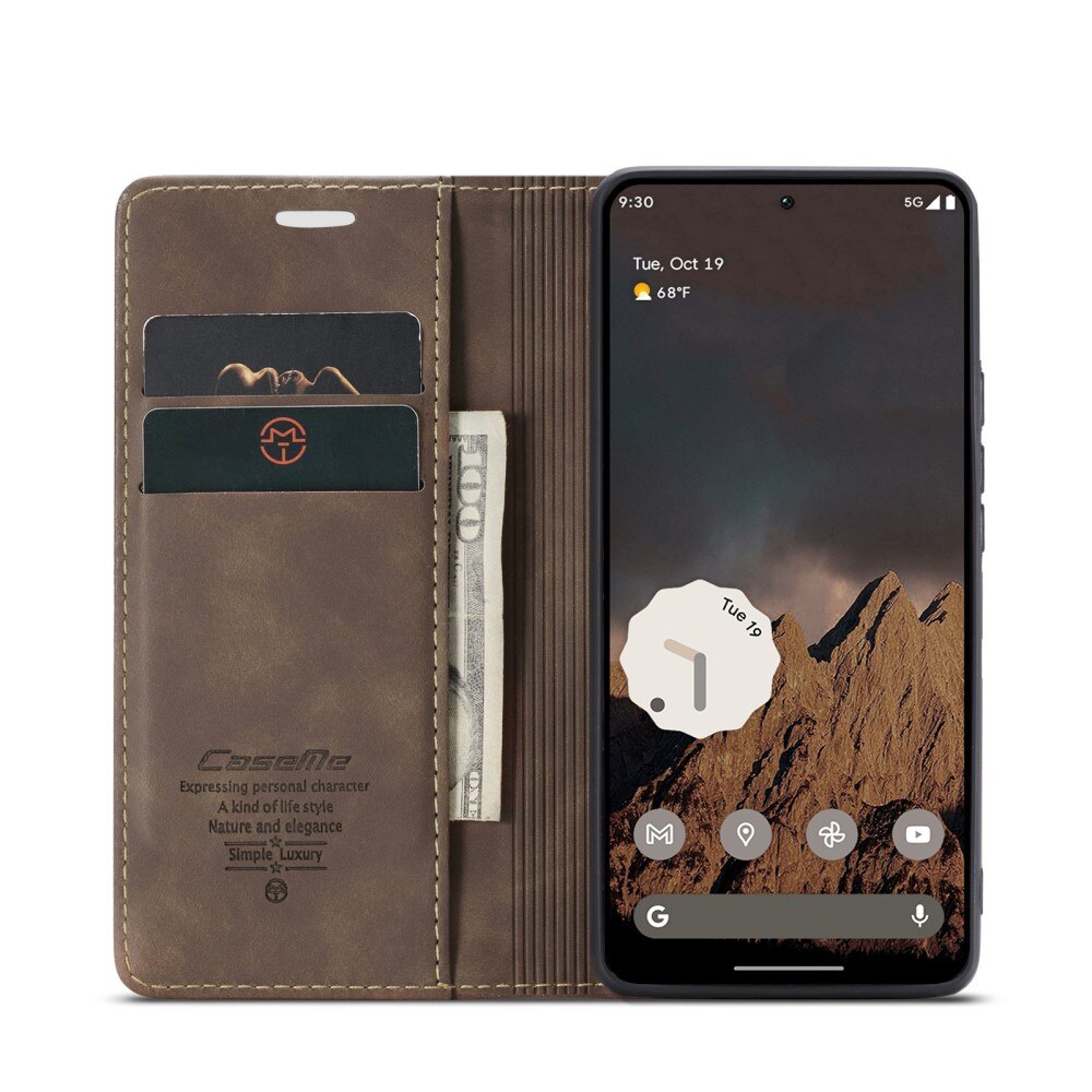 Étui portefeuille mince Google Pixel 9a, Marron