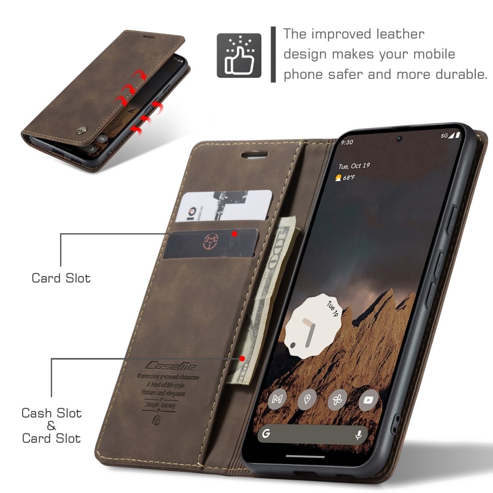 Étui portefeuille mince Google Pixel 9a, Marron