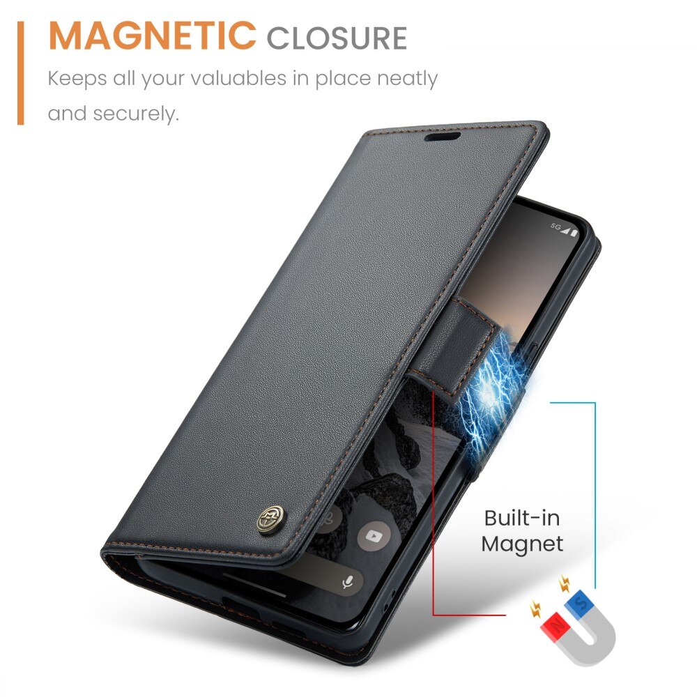 Étui portefeuille mince anti-RFID Google Pixel 9a, Noir