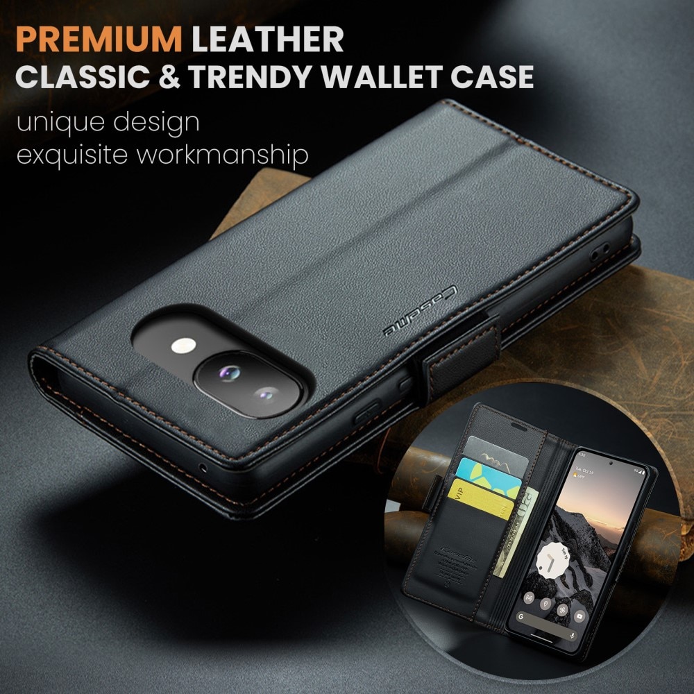 Étui portefeuille mince anti-RFID Google Pixel 9a, Noir
