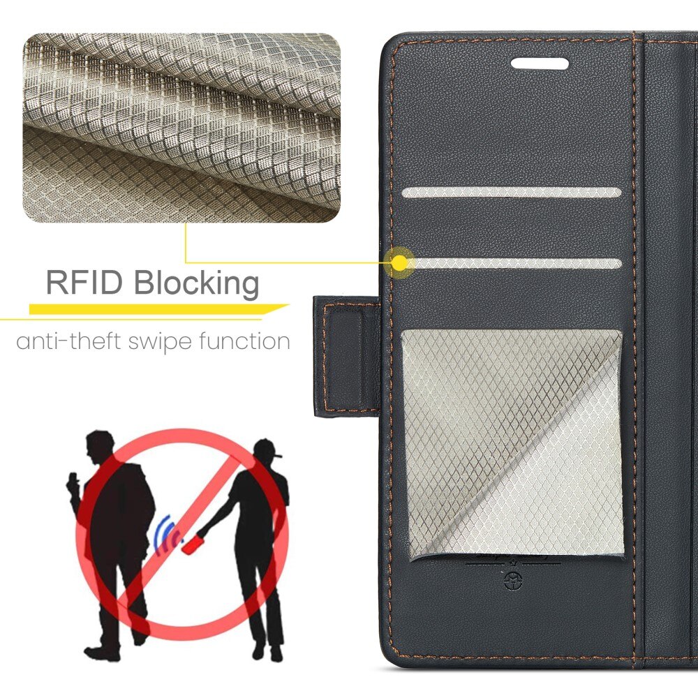 Étui portefeuille mince anti-RFID Google Pixel 9a, Noir