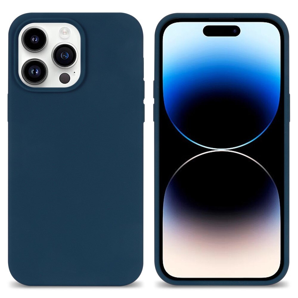 Coque en silicone iPhone 14 Pro, bleu