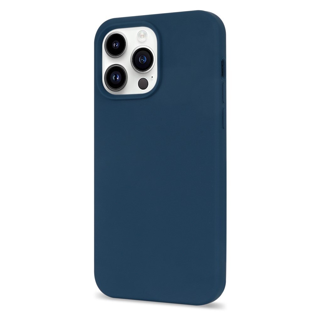 Coque en silicone iPhone 14 Pro Max, bleu