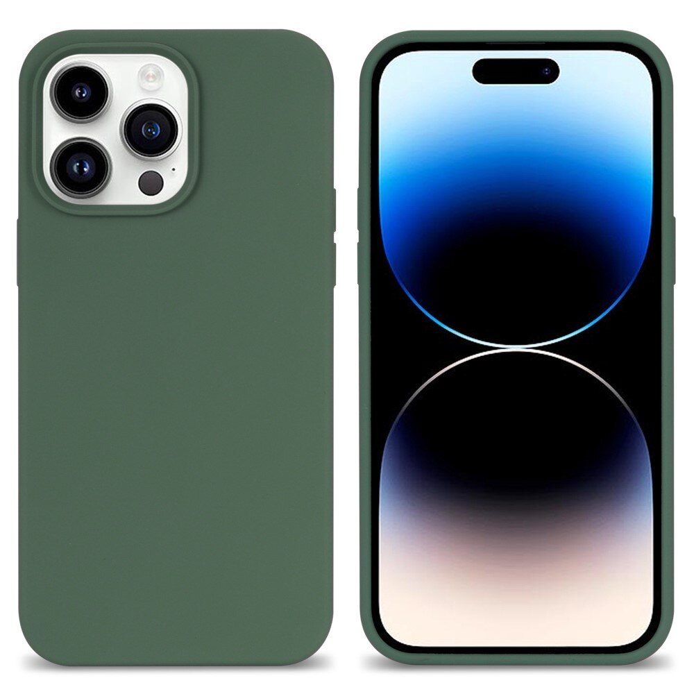 Coque en silicone iPhone 14 Pro Max, vert