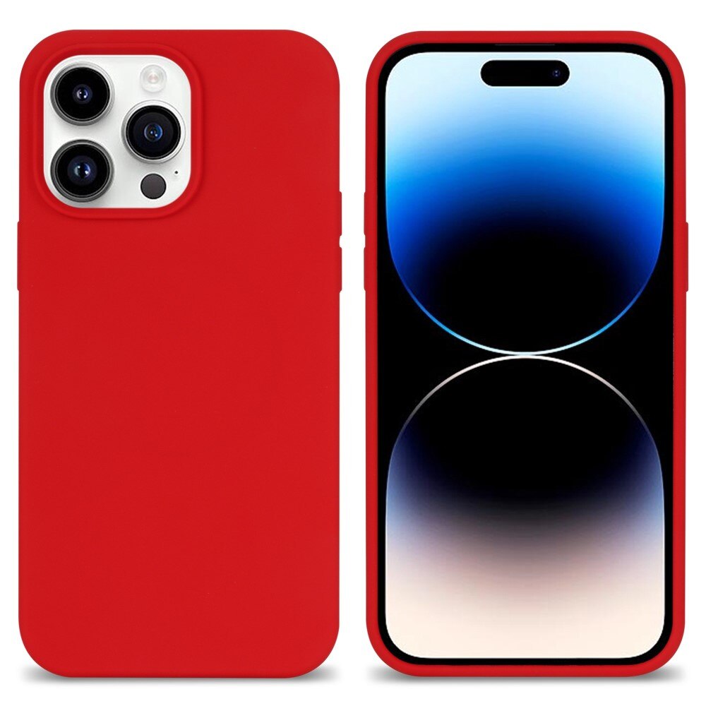 Coque en silicone iPhone 14 Pro Max, rouge