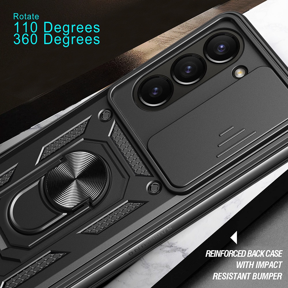 Coque Hybride Ring avec Protège Caméra Samsung Galaxy Z Fold 7, noir