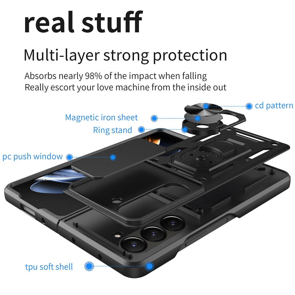 Coque Hybride Ring avec Protège Caméra Samsung Galaxy Z Fold 7, noir