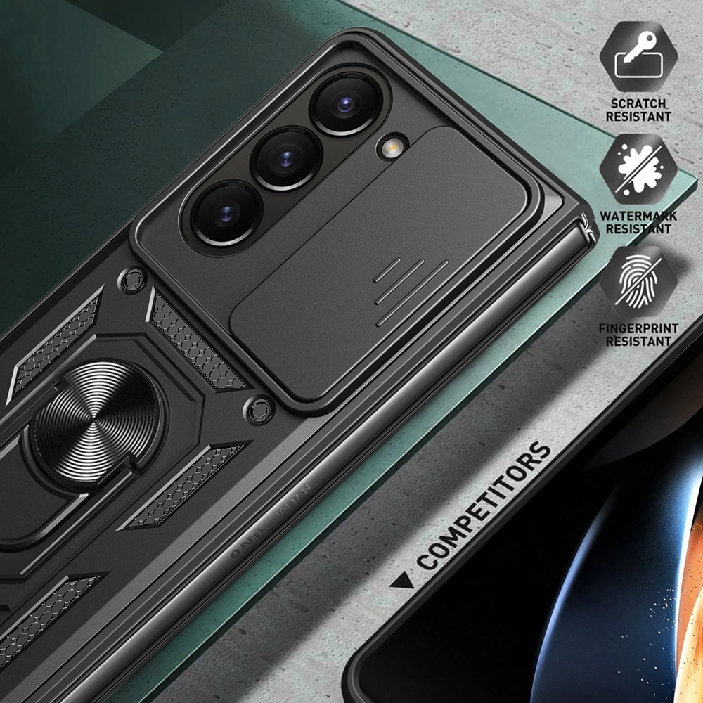 Coque Hybride Ring avec Protège Caméra Samsung Galaxy Z Fold 7, noir