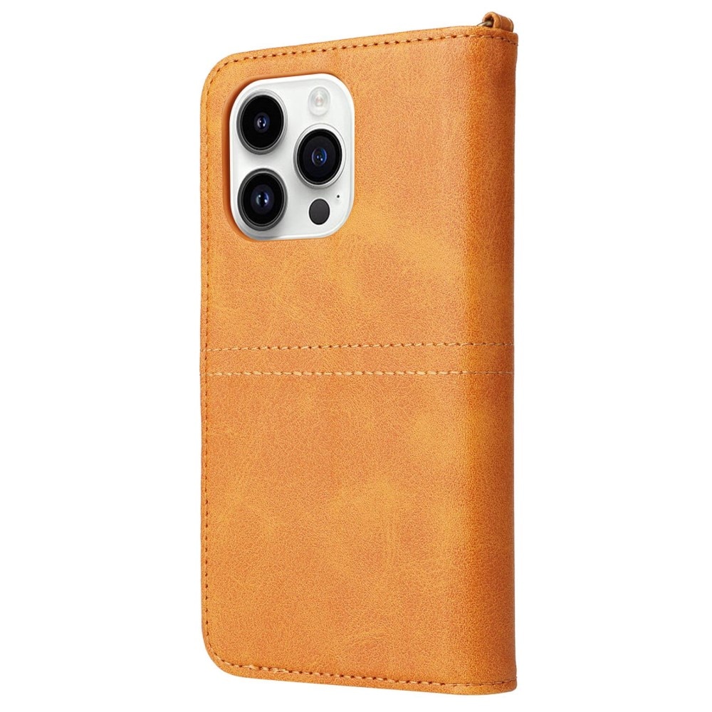 Magnet Leather Wallet iPhone 14 Pro Cognac