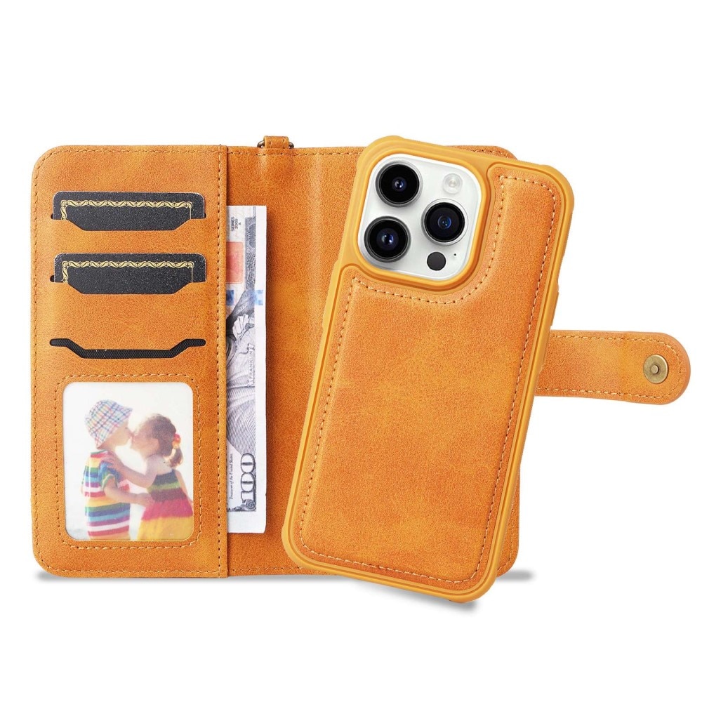 Magnet Leather Wallet iPhone 14 Pro Cognac