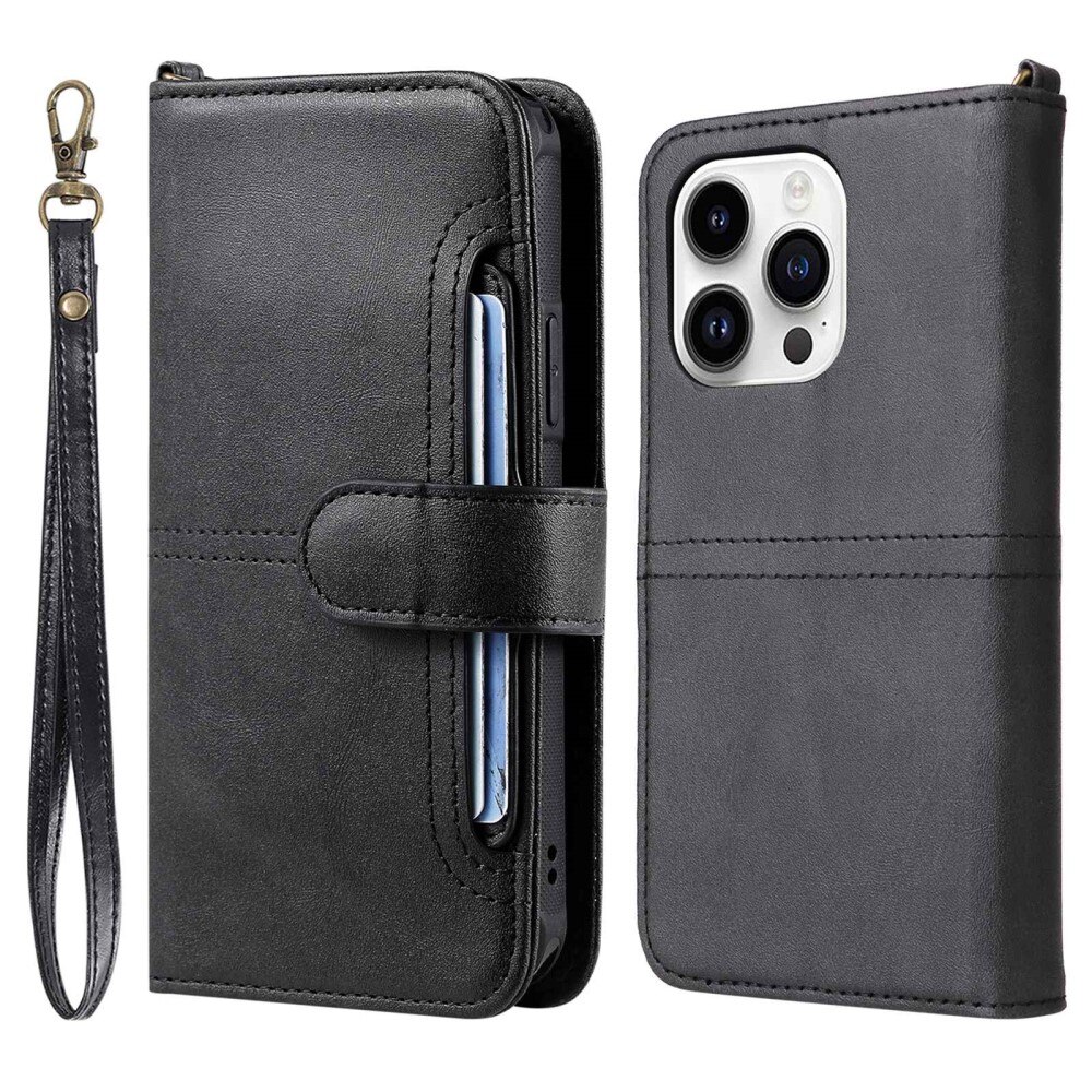 Magnet Leather Wallet iPhone 14 Pro Noir