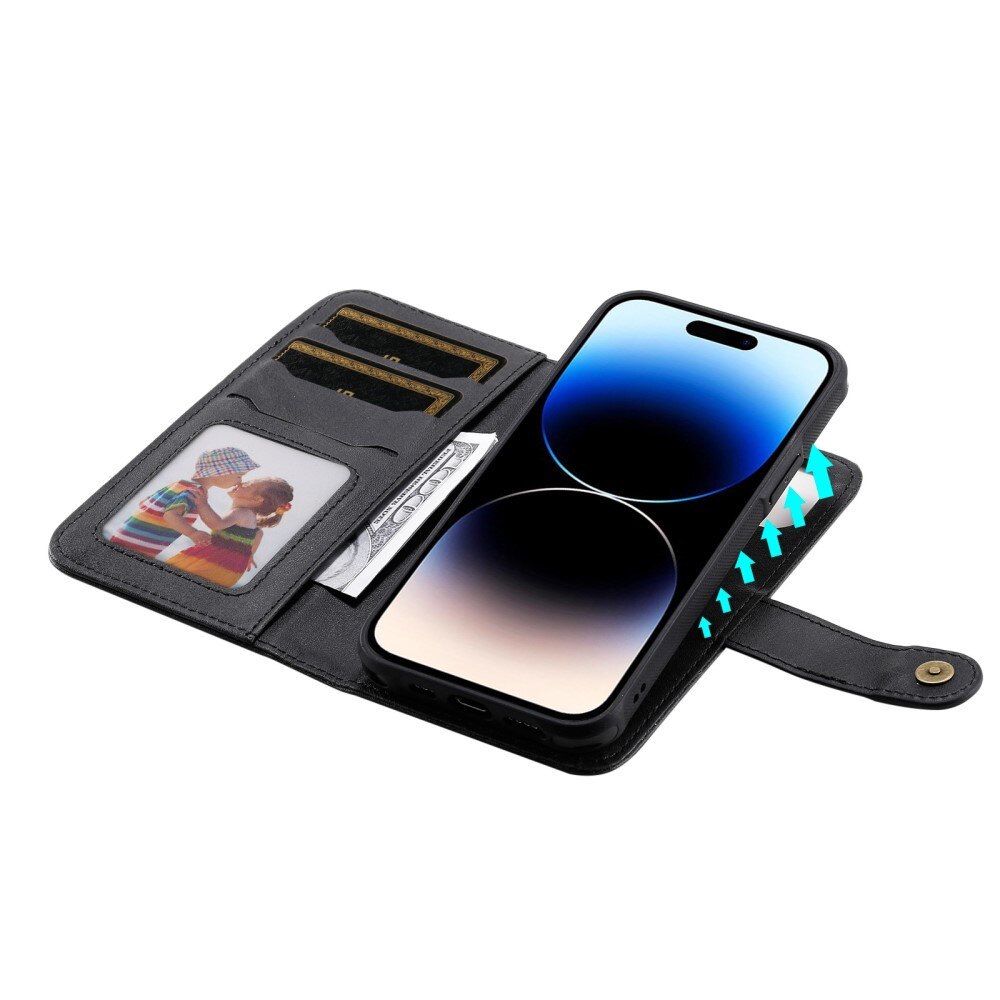 Magnet Leather Wallet iPhone 14 Pro Noir