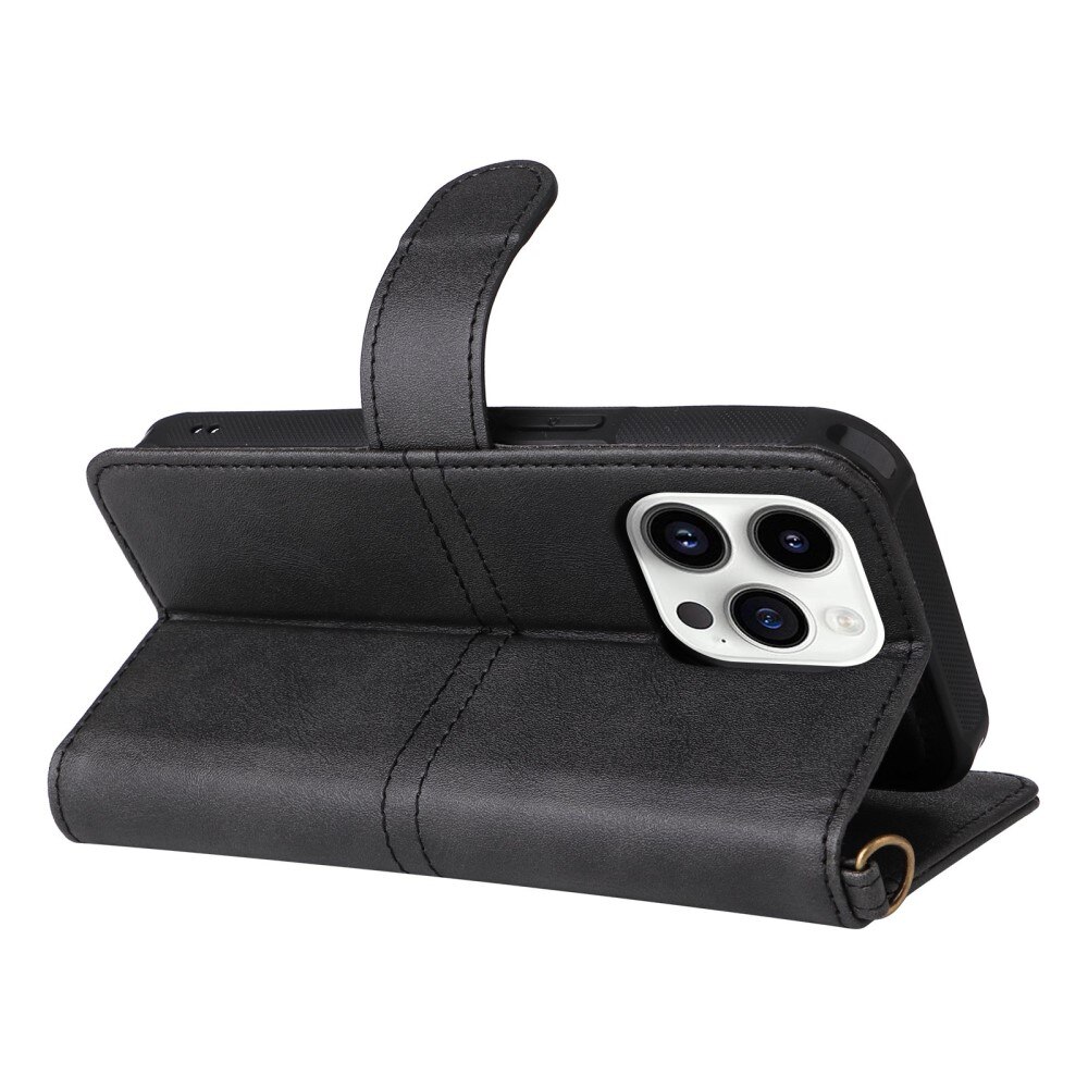 Magnet Leather Wallet iPhone 14 Pro Noir
