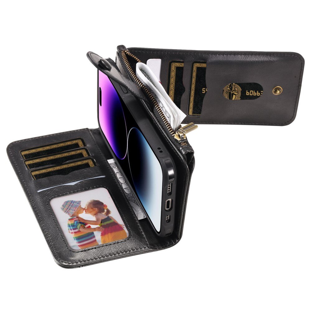 Magnet Leather Multi Wallet iPhone 14 Pro Max Noir