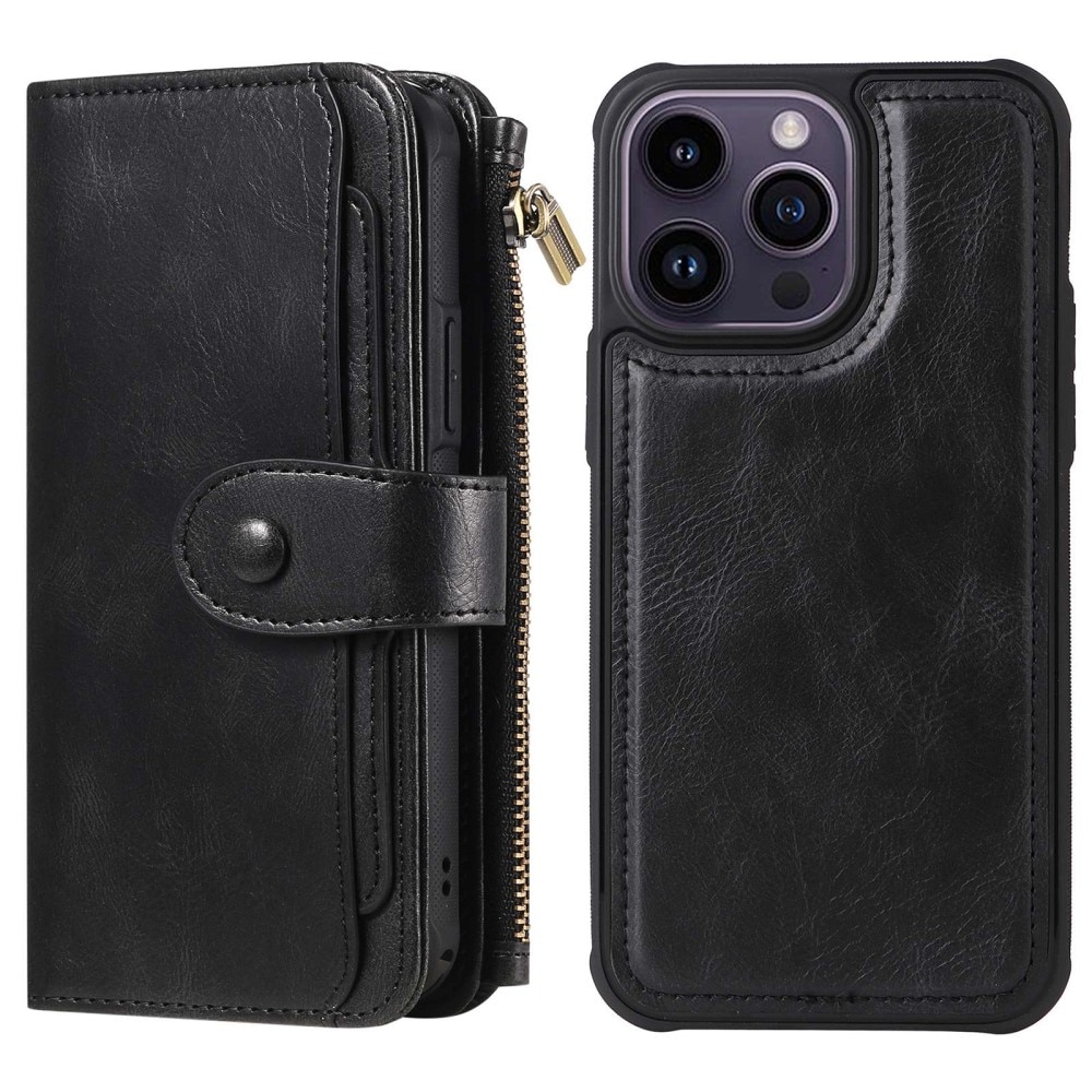 Magnet Leather Multi Wallet iPhone 14 Pro Max Noir