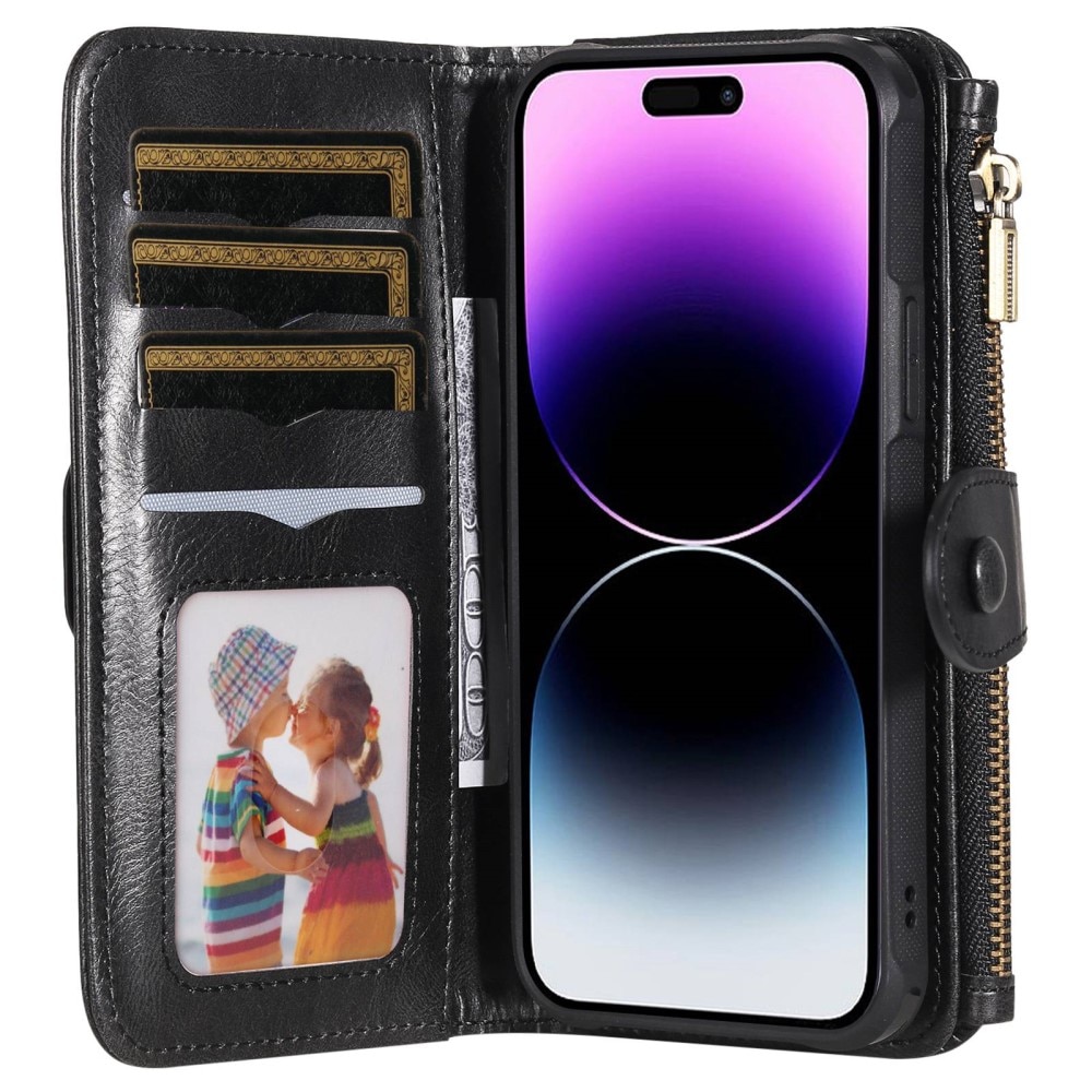 Magnet Leather Multi Wallet iPhone 14 Pro Max Noir