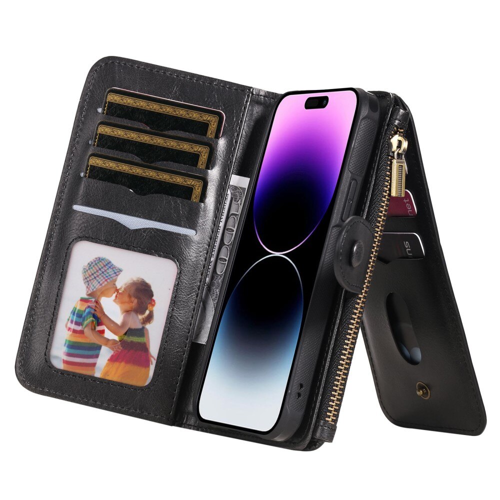 Magnet Leather Multi Wallet iPhone 14 Pro Max Noir