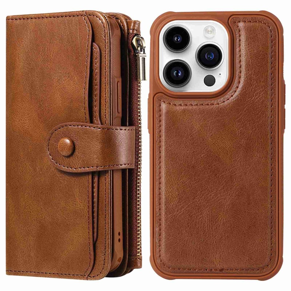 Magnet Leather Multi Wallet iPhone 14 Pro Marron