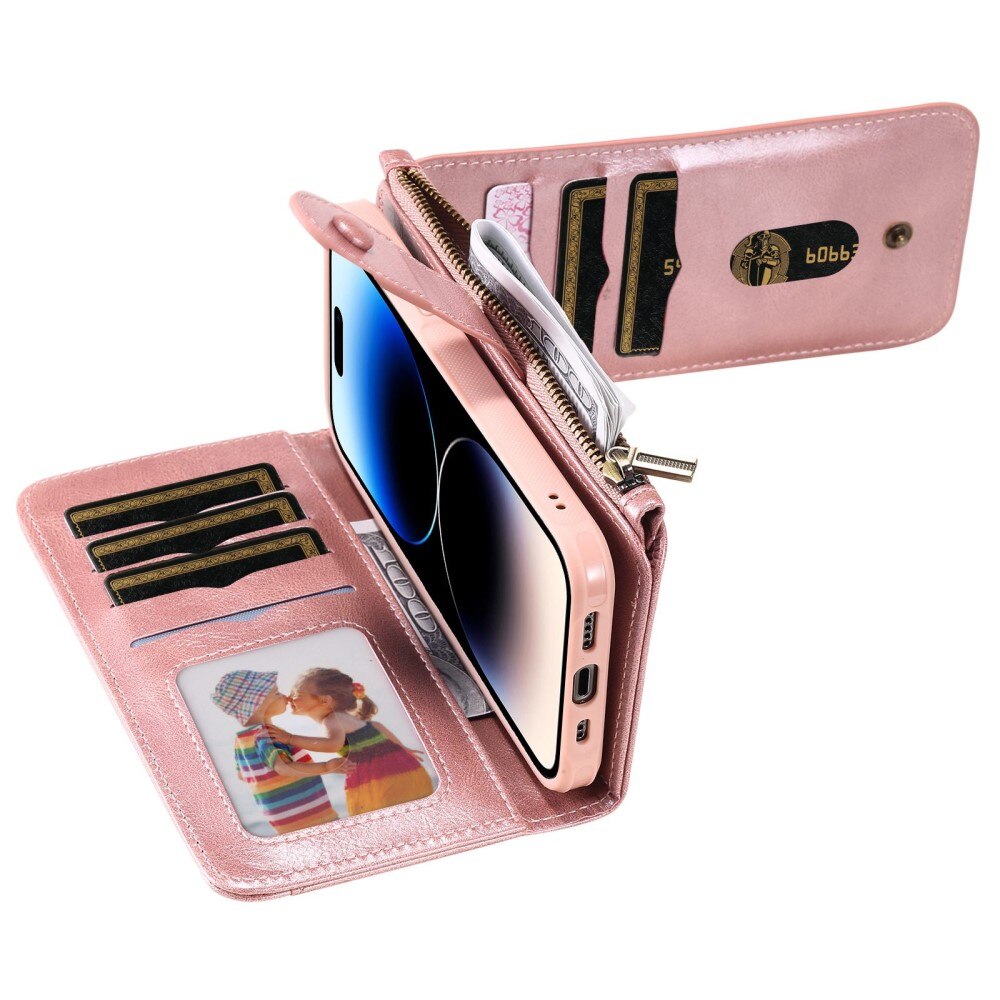 Magnet Leather Multi Wallet iPhone 14 Pro Rose