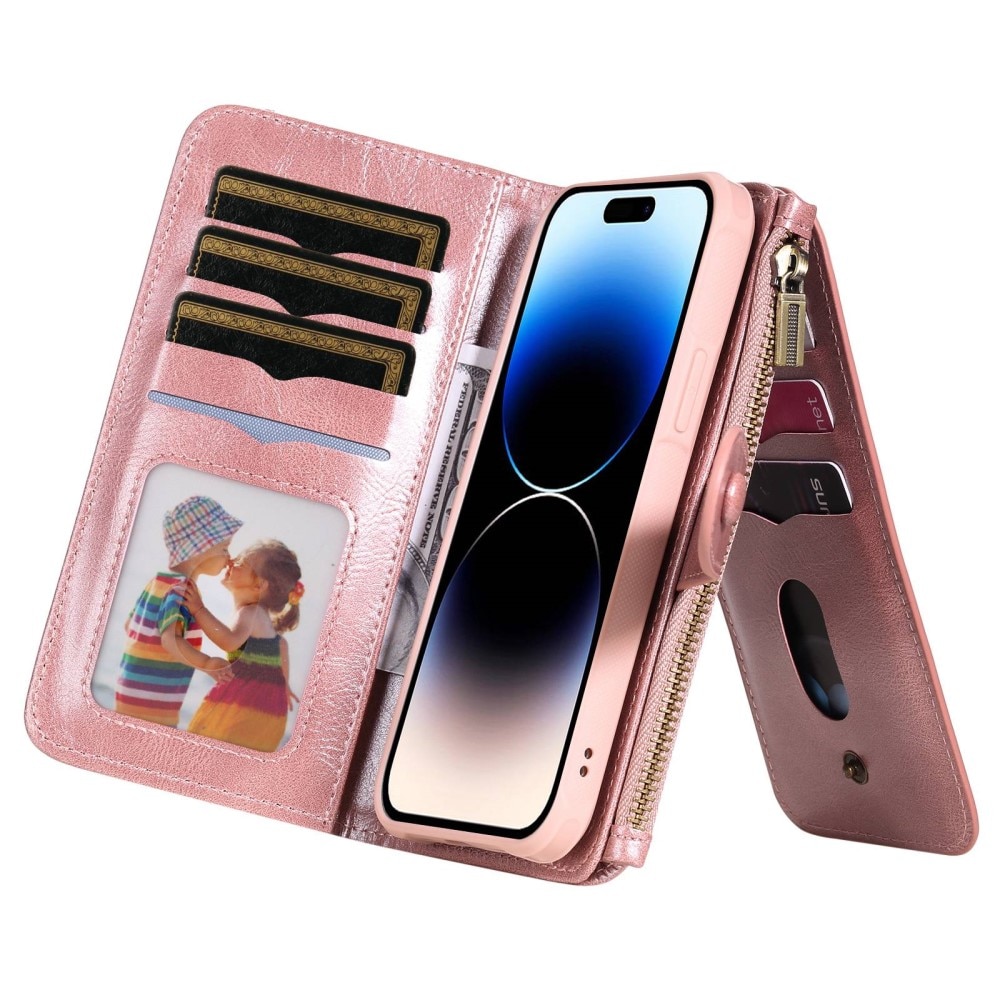 Magnet Leather Multi Wallet iPhone 14 Pro Rose