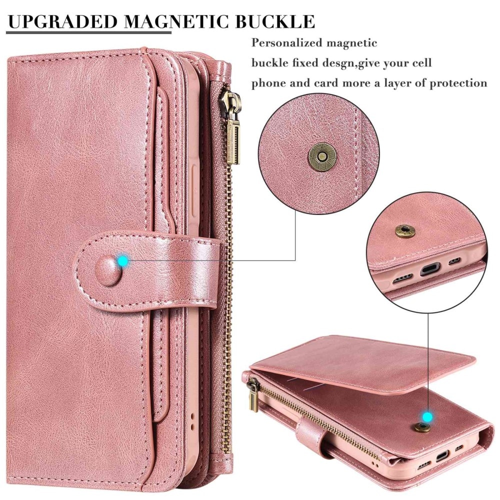 Magnet Leather Multi Wallet iPhone 14 Pro Rose