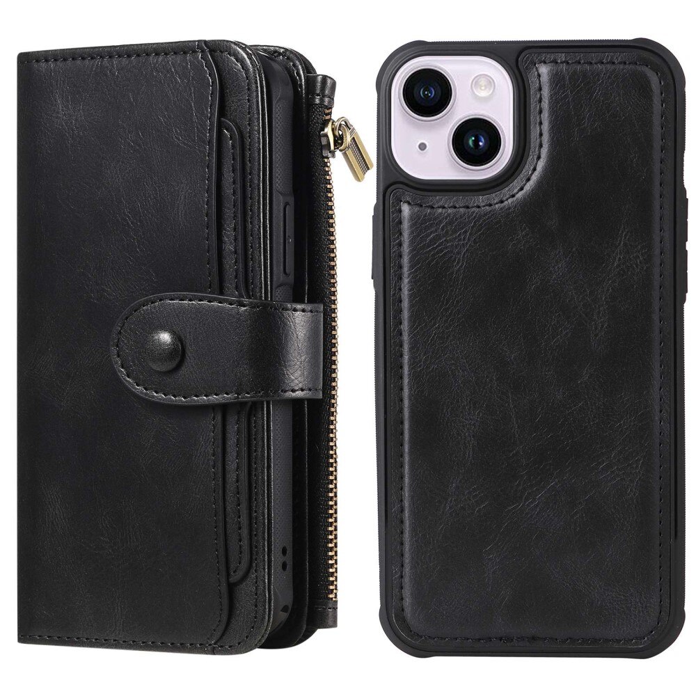 Magnet Leather Multi Wallet iPhone 14, noir