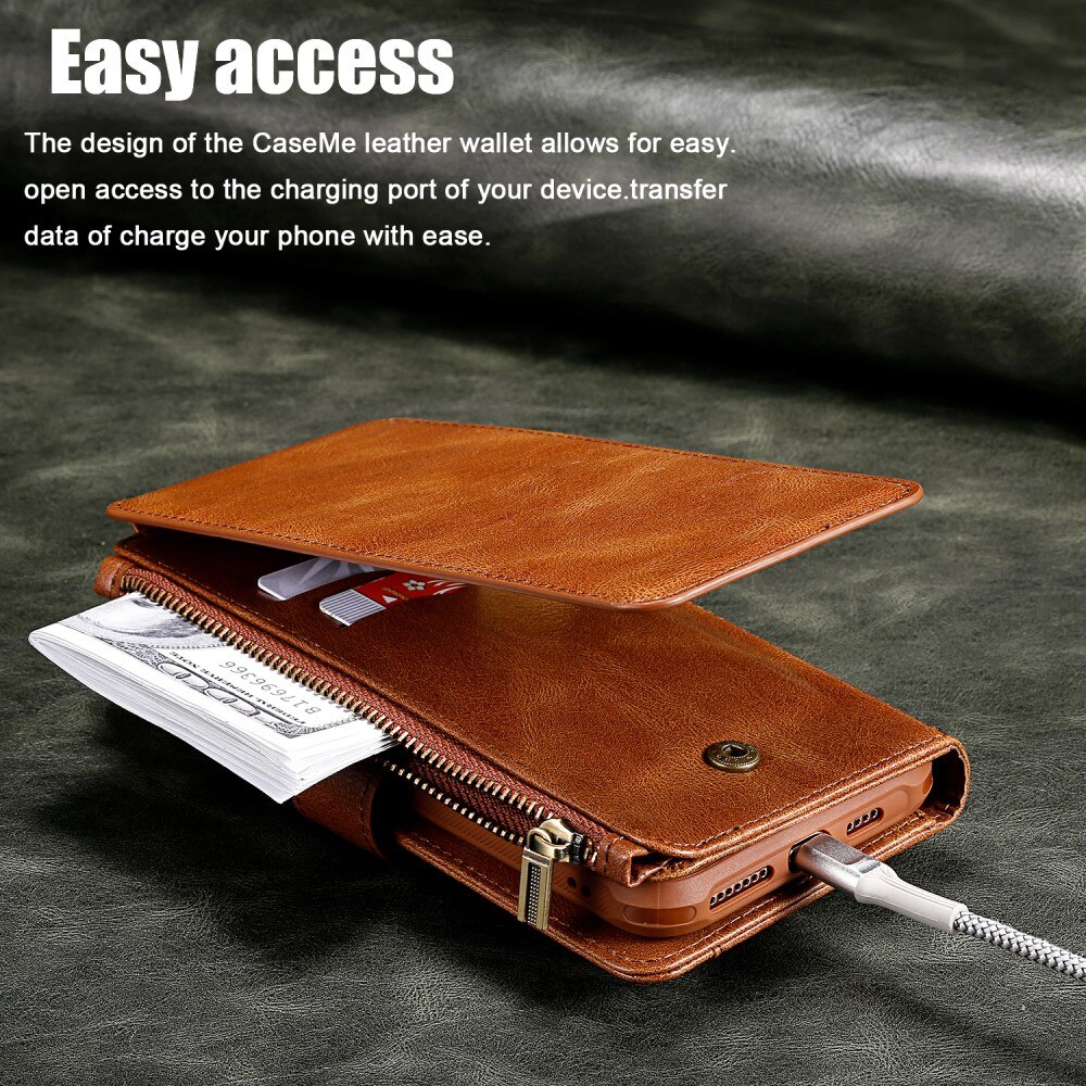 Magnet Leather Multi Wallet iPhone 16e, Marron