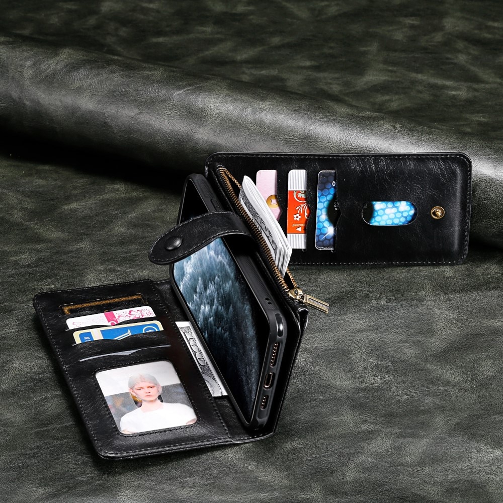 Magnet Leather Multi Wallet iPhone 16e, noir