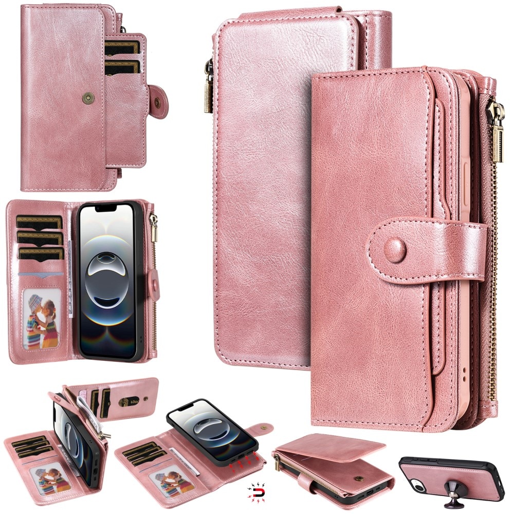 Magnet Leather Multi Wallet iPhone 16e, Rose