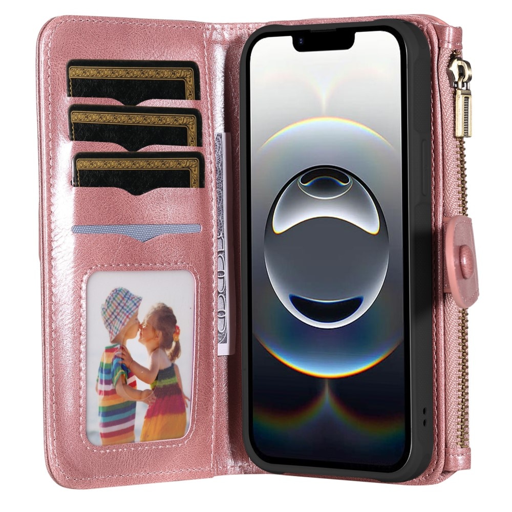 Magnet Leather Multi Wallet iPhone 16e, Rose