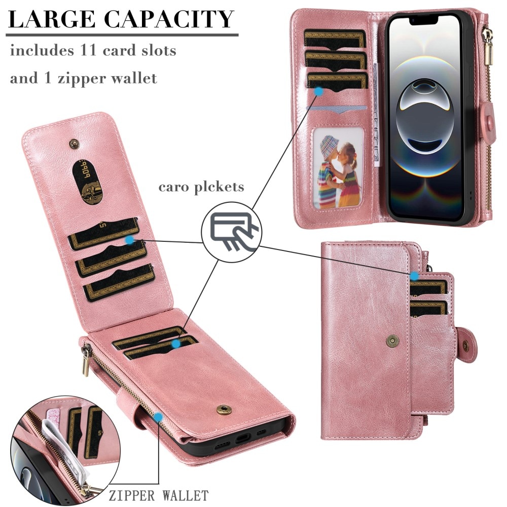 Magnet Leather Multi Wallet iPhone 16e, Rose