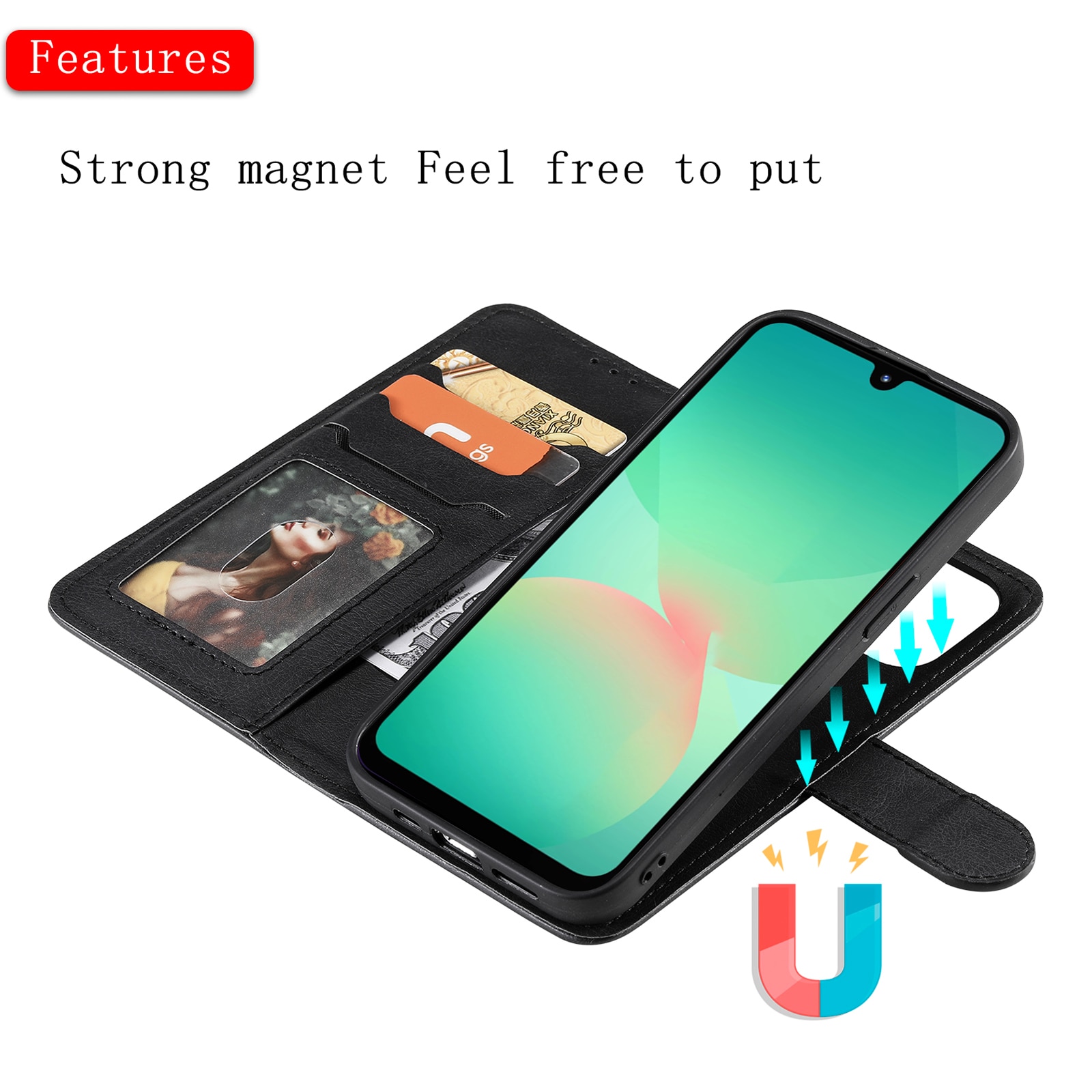 Étui magnétique Samsung Galaxy A17, Noir