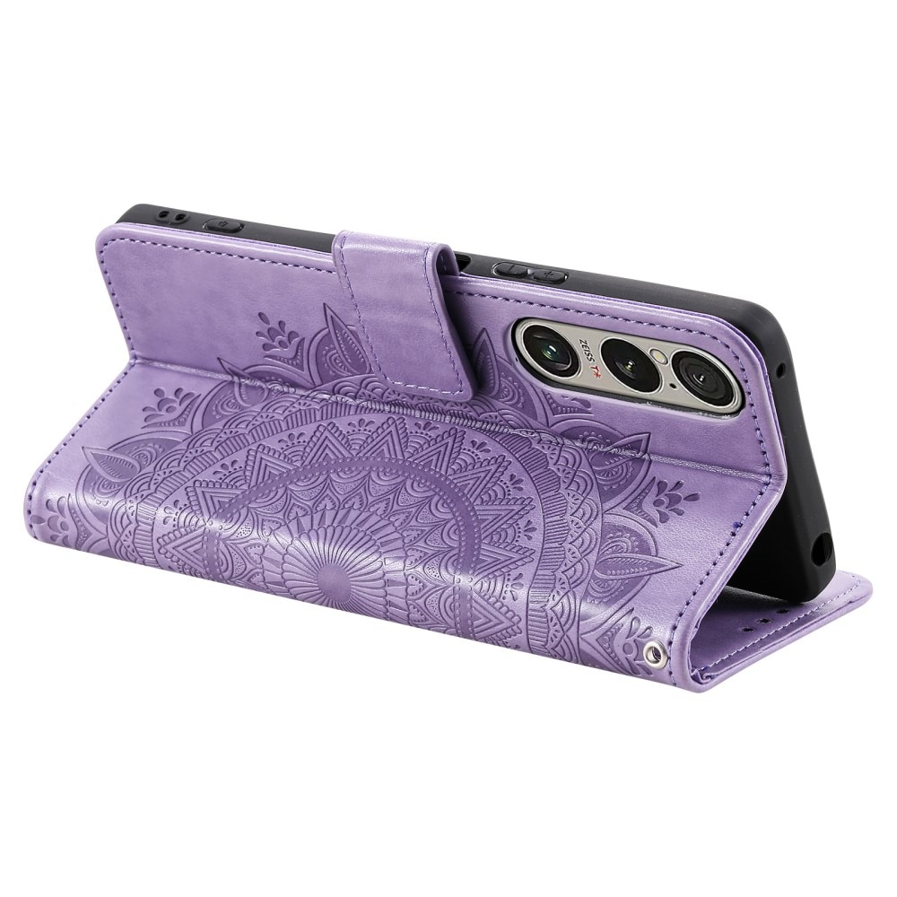 Étui en cuir Mandala Sony Xperia 1 VII, Violet