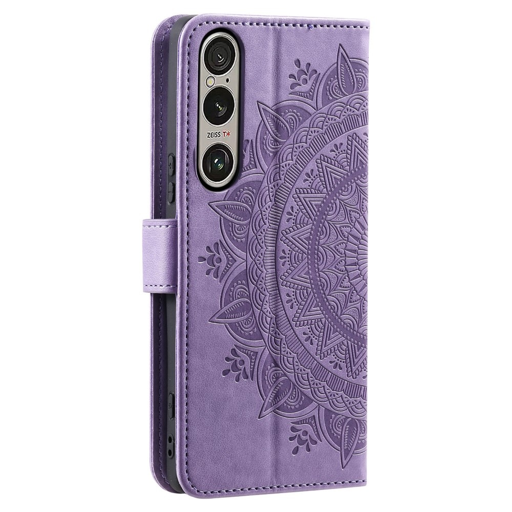 Étui en cuir Mandala Sony Xperia 1 VII, Violet