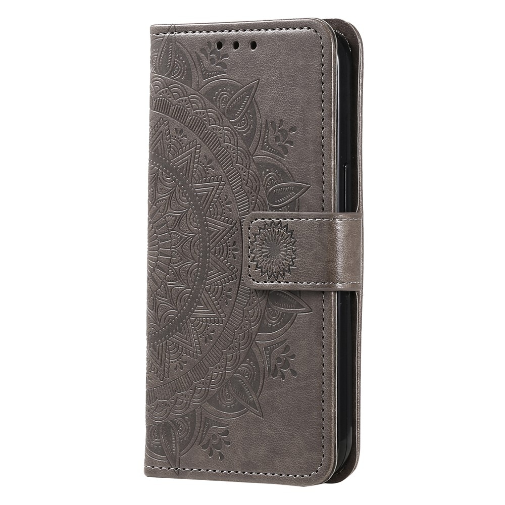 Étui en cuir Mandala Sony Xperia 1 VII, Gris