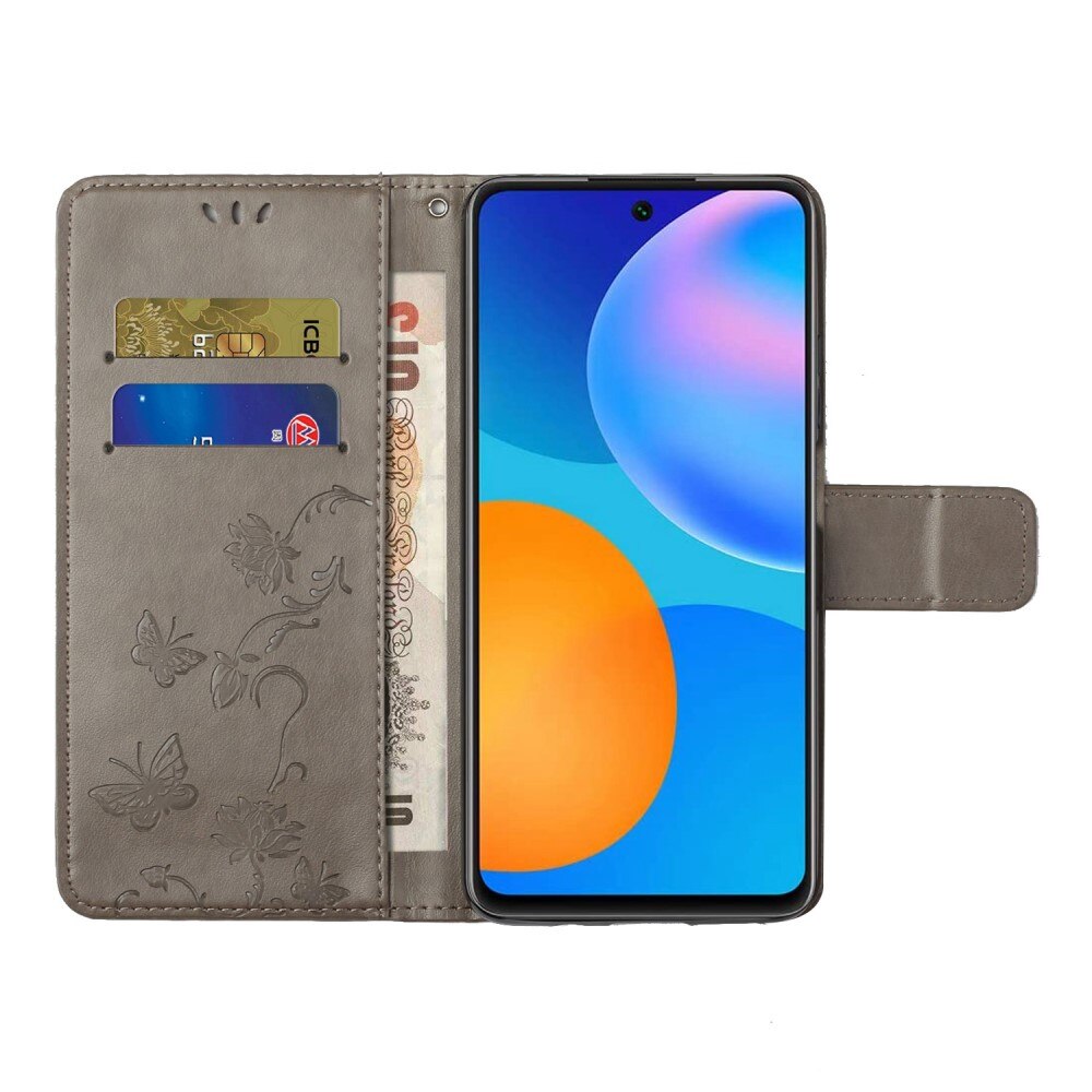 Étui en cuir à papillons pour Xiaomi 12T/12T Pro, Gris
