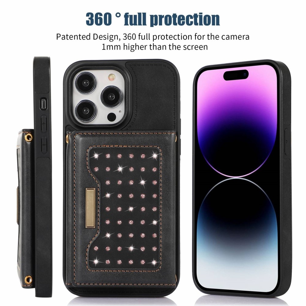 Coque porte-cartes briller iPhone 14 Pro Noir